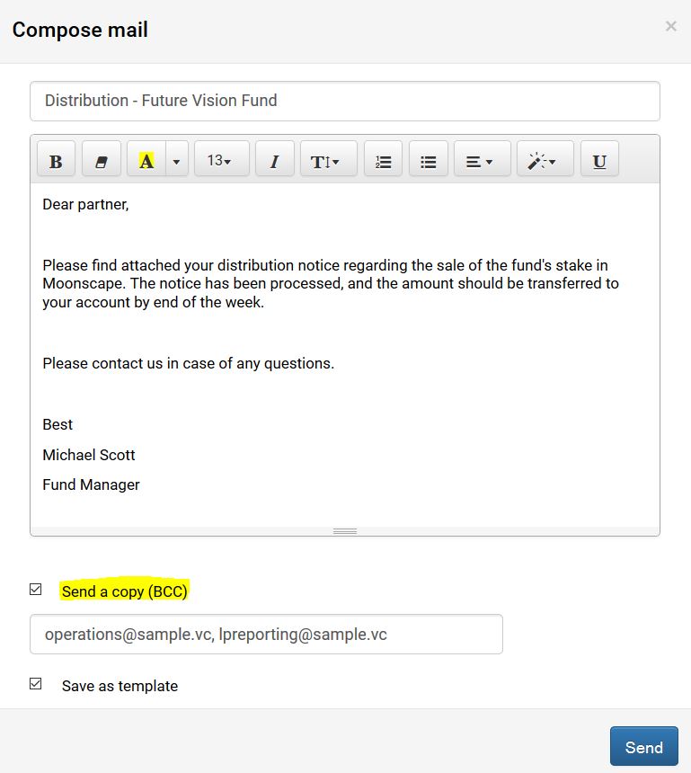 BCC on Emails to keep the team updated